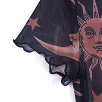 Binpure Woman Sun Star Moon tiskana majica Vidi kroz vrhove usjeva