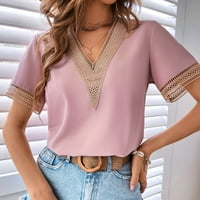 Thirts majice za žene vrhovi bluze s kratkim rukavima Trudeni pulover Petal rukave majice Majice Čvrsti