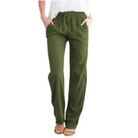 Fuzzy gamari za žene modne žene Ljeto casual labavo pamučno i posteljina džepa čvrste pantalone hlače