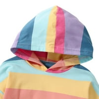 ESHO Dečiji devojčice Ležerne dukseve Dukseri Kids Rainbow Striped Striped kapuljače Pulover 18m-6t