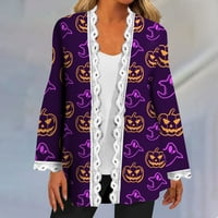 Yubatuo Halloween Cardigan za žene čipke dugih rukava Otvorena prednja mekana košulja za drape