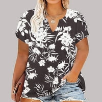 Cotonie Womens Tops plus veličina kratkih rukava V izrez Majica Labave ljetna latica gradijentna flora Print casual tshirts osnovna majica