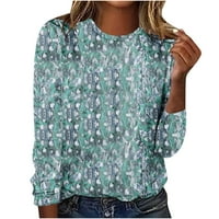 Dyegold majice s dugim rukavima za žene Jesen modne cvjetne vrhove Vintage tiskane majice Grafički teže labava bluza