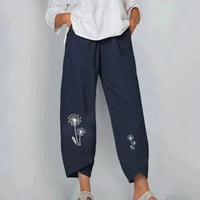 Absuyy ženske hlače za ispiranje casual labavih elastičnih struka duge hlače mornaričke veličine xl