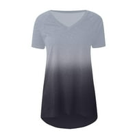 Tagold Ljeto uštede vrhovi majica za bluze za bluze za žene, ženska modna gradijentna bluza s bluzom s kratkim rukavima s kratkim rukavima, siva D 12
