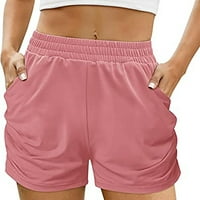 Ženske kratke hlače Hjcommed Sportske kratke hlače za žene Buttery Mekani visokog struka s džepovima i četverosmjerni rastezljivi - 4 Inseam harem kratke hlače Ljetna ušteda ružičasta