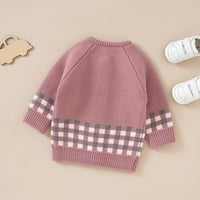 Djevojčica dječaka Knit kardigan džemper pletenje Tops Toddler Plaid dugih rukava pletene gornje odjeće