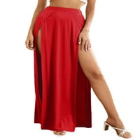 Ženska elastična odjeća haljina High Split Maxi haljine suknja od suknje za plažu uz plažu poklopca vino crveno l