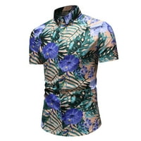 FESFESFES Bluza s kratkim rukavima za muškarce Havajski kratki rukav stand-up košulje na plaži na plaži