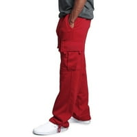Mikilon muškarci spajanje kombinezonsu casual džep sportski posao casual pantalona pune dužine hlače muške hlače elastični struk crveni xxxxxl na popustu