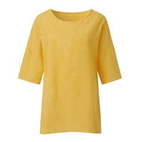 IOPQO majice za žene Ljeto Ženske ženske rupske posade Cvjetni ispisani labavi top t majice Casual posteljina