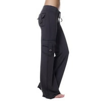 Vježbajte tamne dugme Pocket Džepne hlače Jesenski ženski Stretch struk Yoga Gimbardovanja Radne pantalone