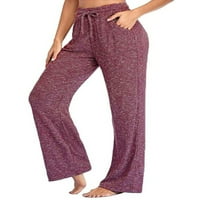 Dame yoga hlače elastična struka dno su čvrste pantalone u boji žene rastezanje jogger pantske vježbe Duksevi vino crvene s