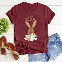 T majice za žene Pokloni Trendy Easter Bunny Ispiši labav posad vrat kratkih rukava ženski vrhovi