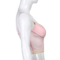 Ljetni vrhovi za žene modne žene ružičasti čipkani čipkasti prsluk vidjela preko seksi vrhova kamizola V-izrez
