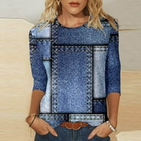 Majice PEDORT za žene plus veličine majica Ljetna casual bluza Čvrsta labava fit svijetlo plava, s