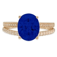 2.32ct ovalni rez simulirani plavi safir 14k žuti zlatni graviranje izjava bridalna godišnjica angažman vjenčani prsten veličine 8.25
