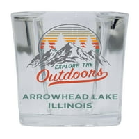 Arrowhead Lake Illinois Istražite otvoreni suvenir Square Square Base The Wreir Staklo 4-pakovanje