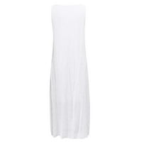 Žene V-izrez Mini haljine bez rukava od pune ležerne ljetne duge ženske haljine bijele 4xl