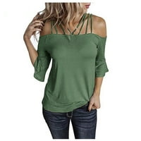 Košulje za žene Grafički plus veličine Flare rukava s ramena majica Solid Color Top Womens Thirts