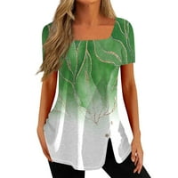 Bazyrey Womens V-izrez Ležerne mamuflažne bluze Ženski kratki rukav labavi tunički majice zeleno 3xl
