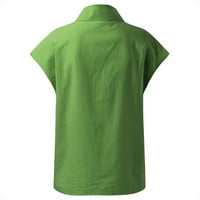 Žene ljetne vrhove postolje bijele košulje za žene Ležerne prilike pamučne posteljine i bluze T-majice zelena xxl