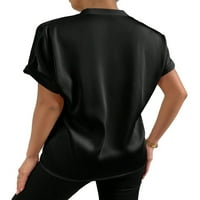 Ženska elegantna košulja sa okruženjem sastojaka s kratkim rukavima Black Bluuses XL