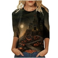 Košulje Top za žene Ženska modna tiskana labava majica rukavi bluza okrugli vrat casual vrhovi
