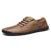 Sanviglor Mens casual cipele haljine Kožne natike Hodanje vintage ručne šibljenje poslovnih cipela Comfort čipka u up kaki 8