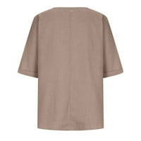Novi ženski vrhovi Dressy casual plus veličine V-izrez dugih rukava s dugim rukavima pamučne i posteljine tuničke majice Ljetne košulje bluza na velikim majicama za žene