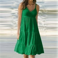 Ženska ljetna haljina mini haljina bez rukava čvrsto labava kratka točna ženska bakrena haljina