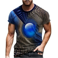 Qiaocaety Muškarci Ljetni modni 3D digitalni print Ležerne prilike pulover Slim Fitnes Fitness Sports
