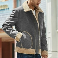 Muškarci plus veličina zimski kaput rever ovratnik dugih rukava kožna jakna od vintage zgušnjavanja ovčje jakne