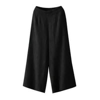 Ženske hlače Pamuk Culottes Bassel Casual Elastična struka Palazzo noge Solid Boja Dnevne pantalone