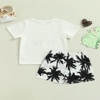 Gwiyeopda Kids Baby Boy Summer Kratki rukav Top majica Coconut Tree Print Hots Outfit set