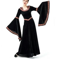 Aueoeo Midi haljine za žene svečane haljine za žene Halloween Cosplay kostim vintage vještica hodded
