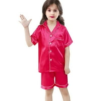 SHPWFBE dječje djevojke odjeću Little Boys pidžamas set satenske svile kratke rukave Spavaće odjeće