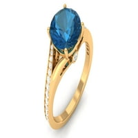 Jewels Rosec - 2. CT London Blue Topaz Prsten sa moissanite Accent, London Blue Topaz Solitaire prsten