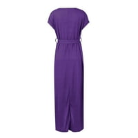 Ljetne haljine za žene Čvrsti okrugli izrez A-line srednje dužine Ležerne haljine bez rukava Purple