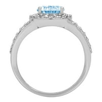 2.78ct ovalni rez Prirodno nebo Plava Topaz 18k bijeli zlatni godišnjica Angažovanje halo prstena veličine