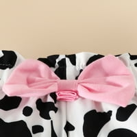 SUNISERY Baby Girl Fall Outfits dugih rukava krava Print Miroper + Bow Hlače + traka za glavu Postavite