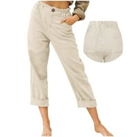 Ležerne pantalone za žene Ženske pantalone Povratne hlače Elastične struke posteljine pantalone casual