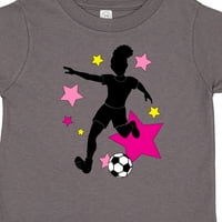 Inktastična djevojka igrati fudbal-ružičaste i žute zvijezde poklon toddler majica Toddler Girl majica