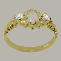 Britanci napravio 14k žuto zlato prirodno opal i kubični cirkonijski ženski prsten - veličine opcija