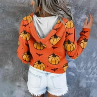 Obični zip up duksev za vrat Halloween Grafički ženski plus veličina dugih rukava prema gore dolje džemper