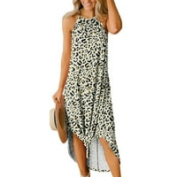 Ernkv ženska midi labav haljina klirens Leopard Print Summer Beale Bealesiless Beach Halter Haljina