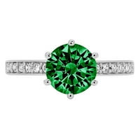 1.71ct okrugli rez zeleni simulirani smaragd 18k bijeli zlatni godišnjica Angažmane prstena 8.25