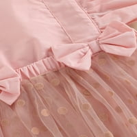 Calsunbaby novorođene djevojčice za djecu Romper leteći rukav luk ukrašen mrežama jedna ljetna odjeća ružičasta 12-mjeseci