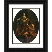 Louis Dorigny Crna ukras uokviren dvostruki matted muzej umjetnosti pod nazivom: Hercules i Omfale