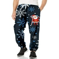 Beiwei Men Latweight sa džepovima Duksetnice ugrađeni božićni dugačak pant Santa tiskani jogger hlače